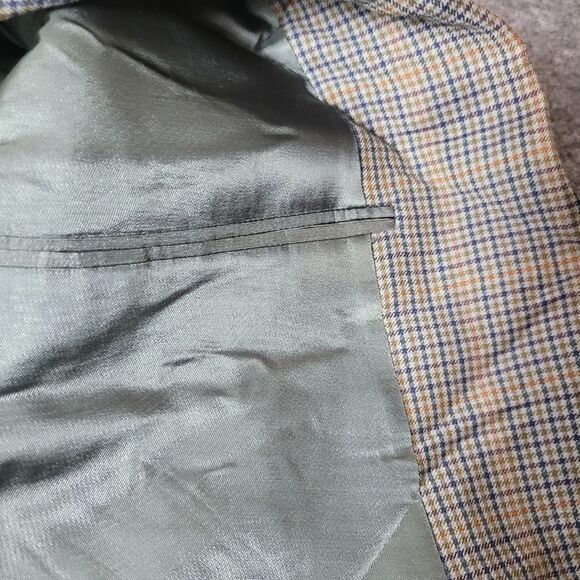 Burberry London Mens 43 S Jacket Glen Check Orange 2 Button Single Vent Blazer - Picture 12 of 15
